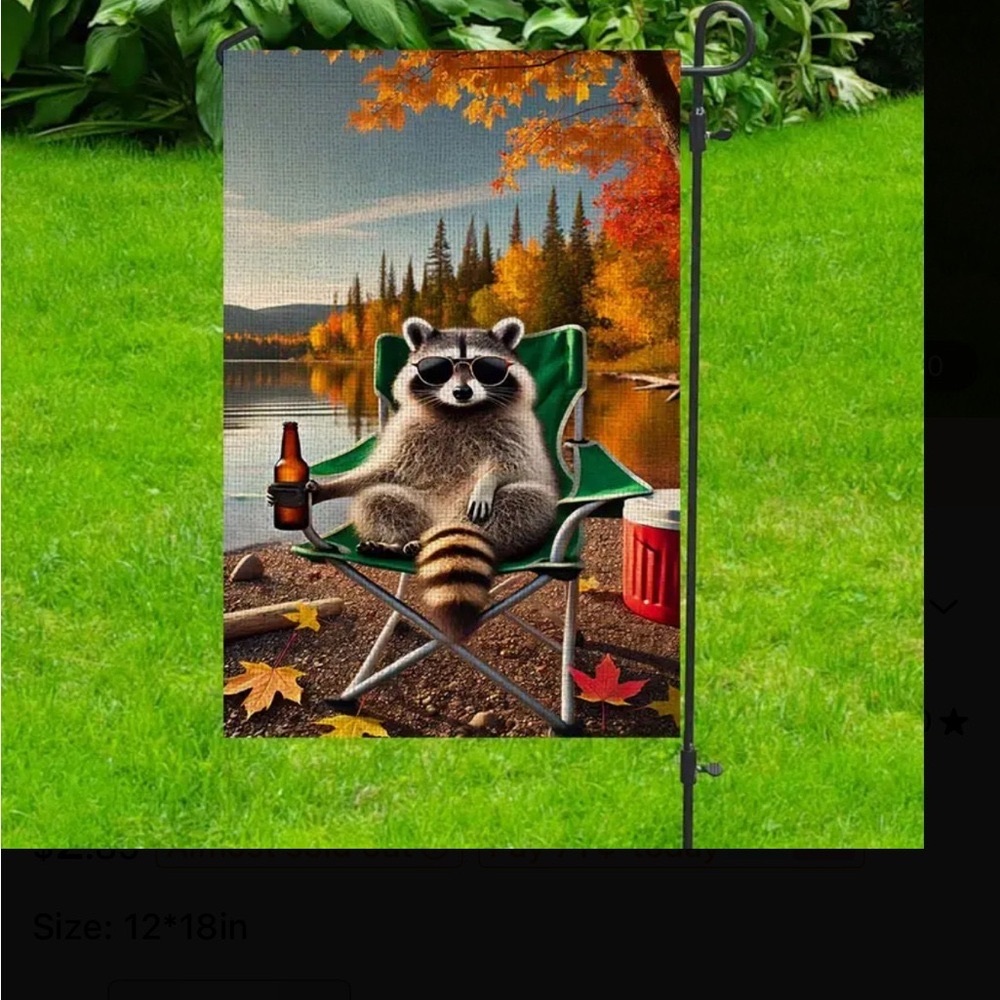 Raccoon Garden Flag